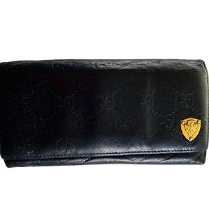 Gucci Guccissima Crest Black Leather Wallet